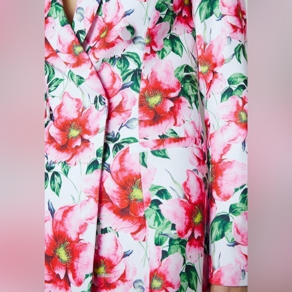 NWT ALICE + OLIVIA Latoya Tea Floral Crepe Tailored Mini Blazer Dress - Picture 9 of 16